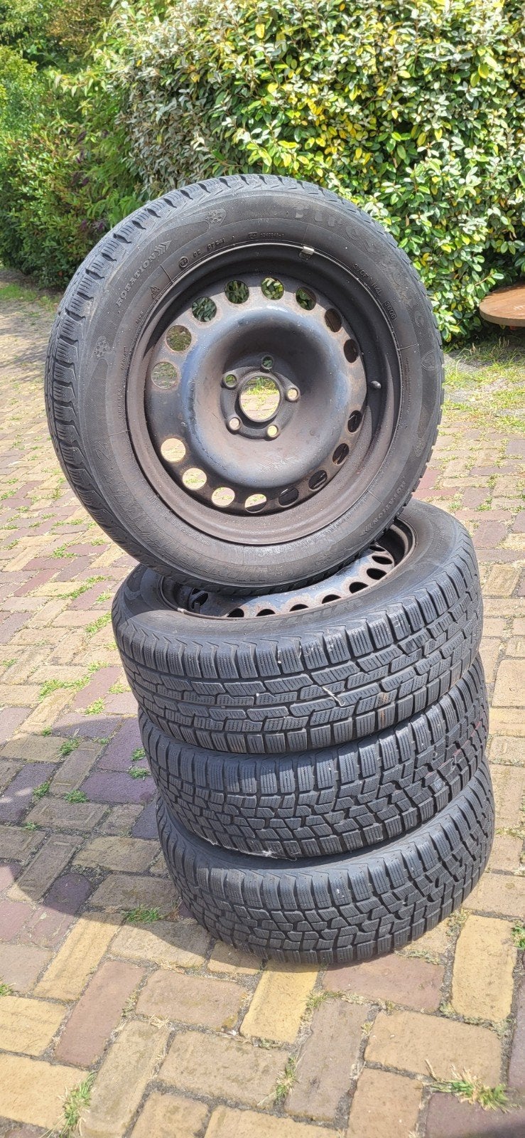Firestone Winterbanden met stalen velgen 205/55R16, Ophalen, Gebruikt, 16 inch, Banden en Velgen