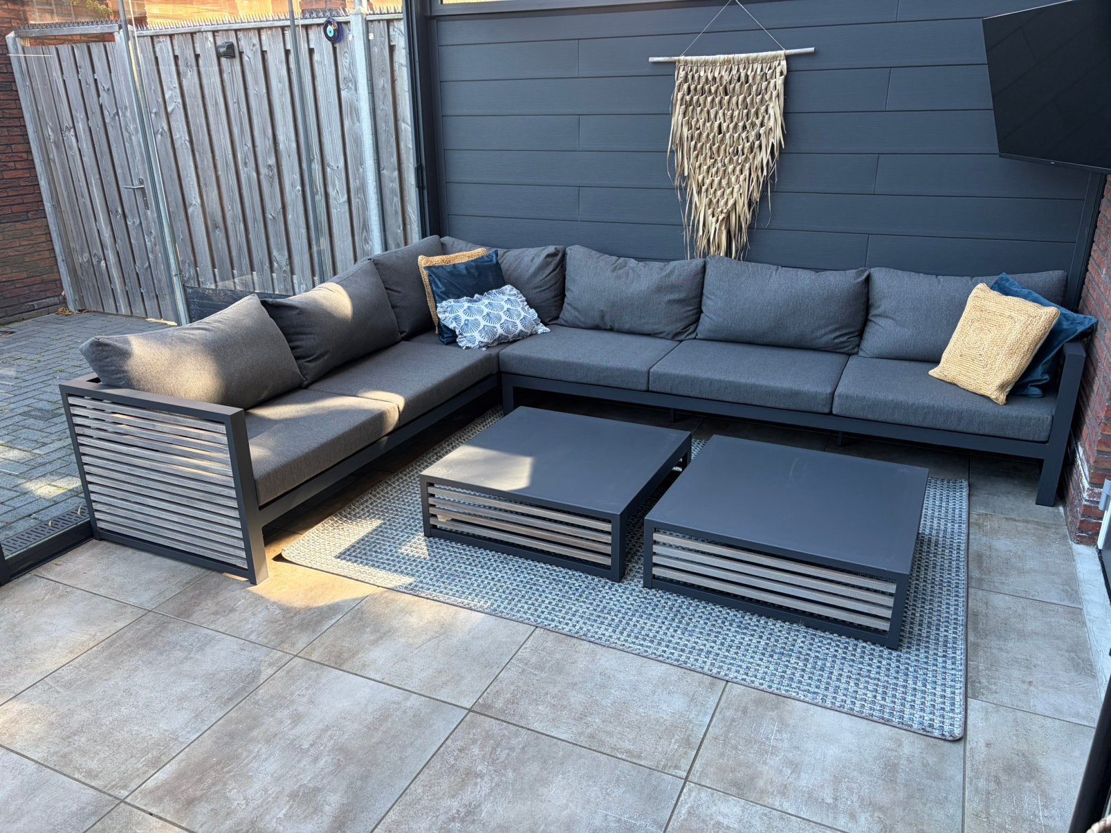 Bellagio Cadora loungeset 330x250 cm aluminium/teak 2 tafels, Ophalen, Bank, Aluminium, Zo goed als nieuw
