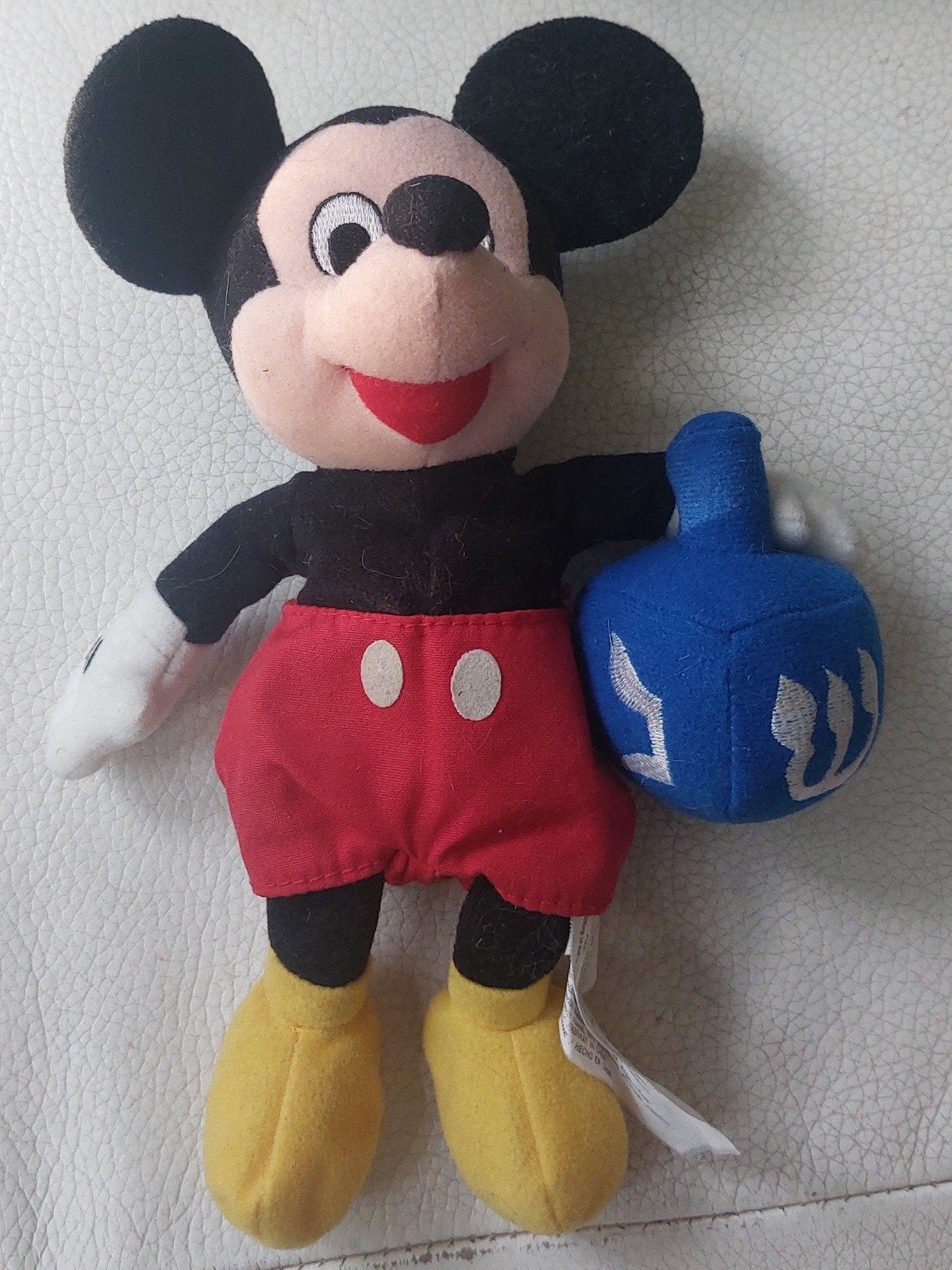 Vintage Mickey Mouse knuffel met blauwe dreidel, Disney, Overige typen, Ophalen of Verzenden, Meerkleurig