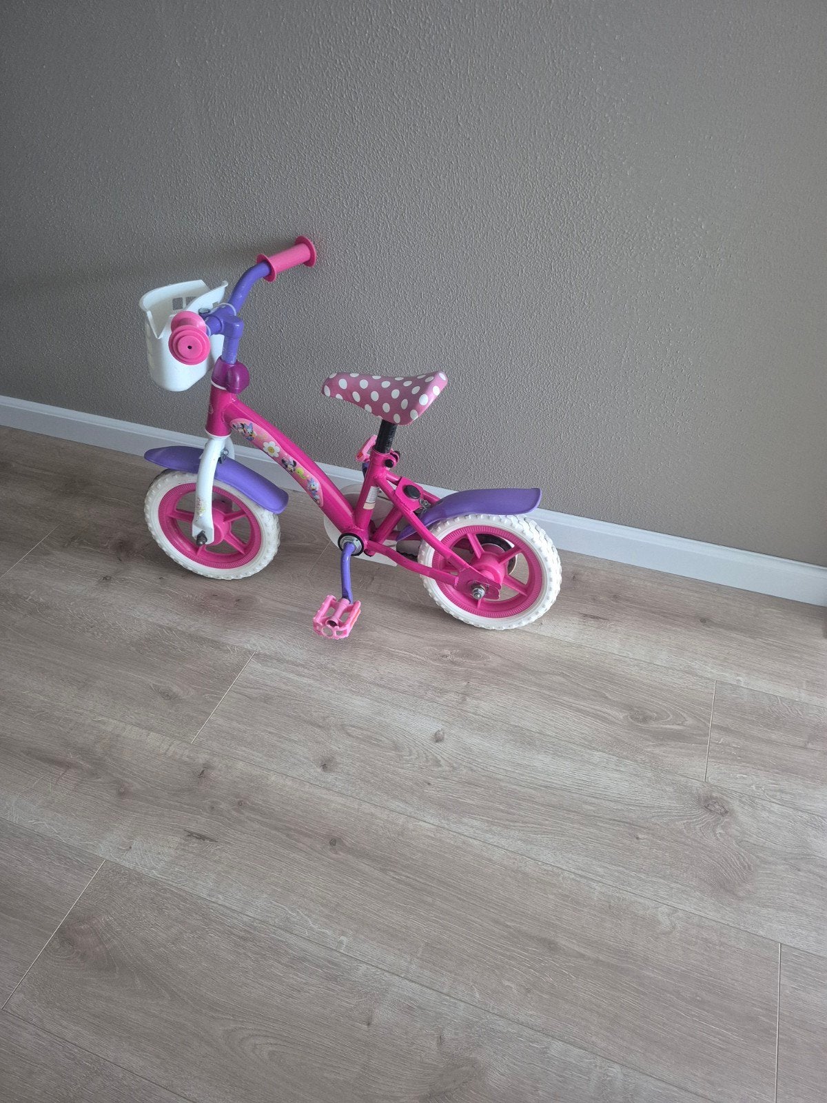 kinderfiets Minnie Mouse, Ophalen, Zijwieltjes, Minnie Mouse, Minder dan 16 inch