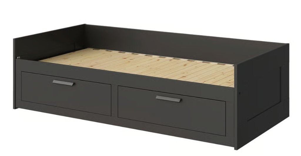IKEA Brimnes onderschuifbed zwart, Ophalen, Eventueel inclusief matrassen, Zwart, Tweepersoons