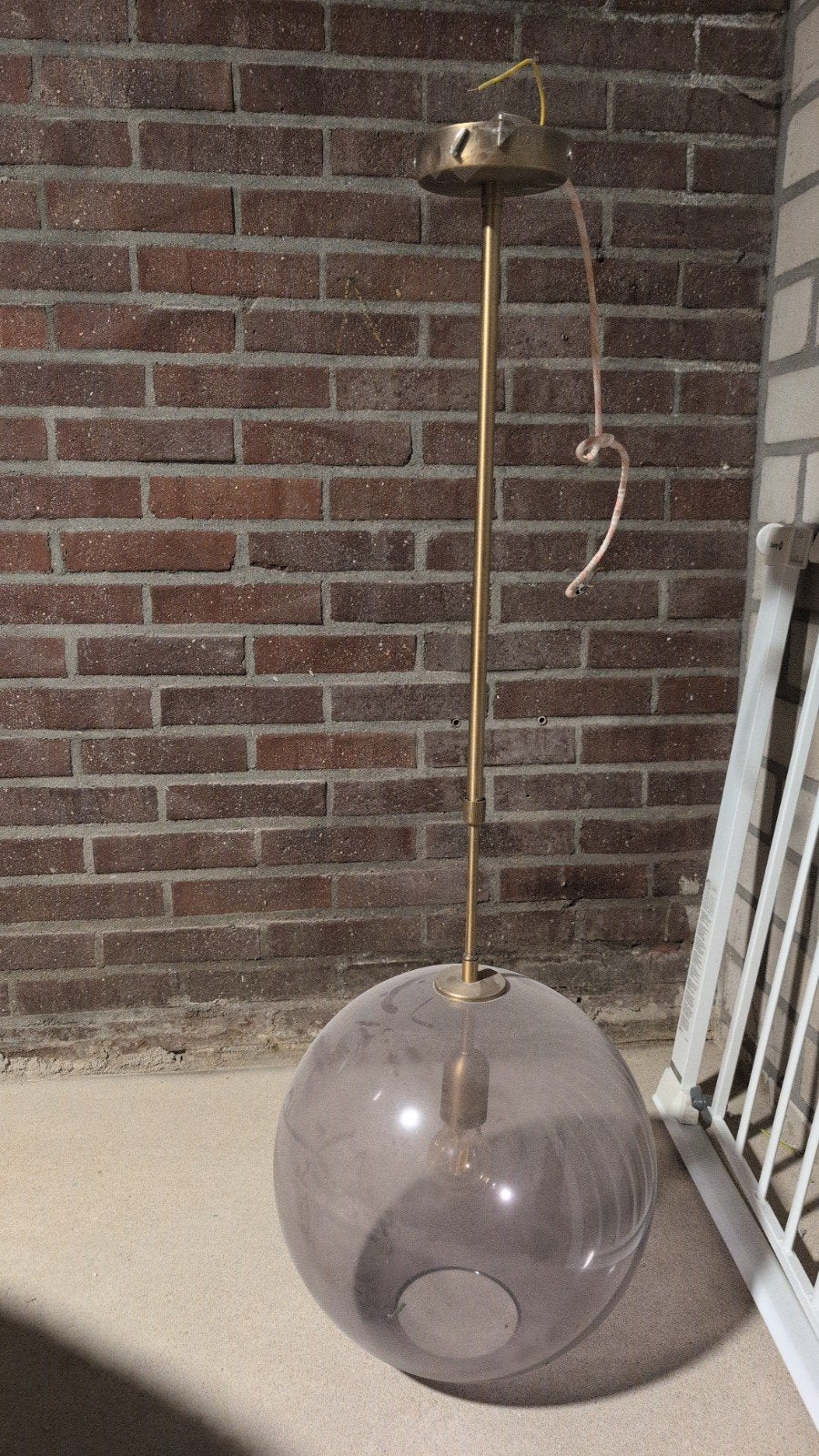 Vintage Glazen Hanglamp finn karwei, Ophalen of Verzenden, Gebruikt, Glas, Vintage, Mid-century, Modern