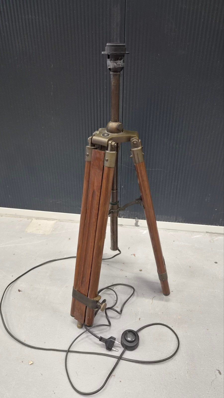 Vintage Statief Lampvoet - Hout & Messing, Ophalen