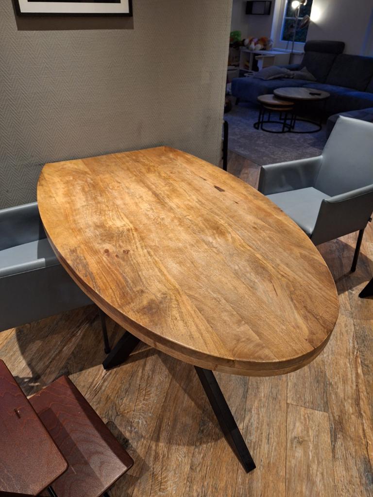 Ovalen eettafel, hoek uit, Huis en Inrichting, Tafels | Eettafels, Ophalen, Gebruikt, 100 tot 150 cm, 200 cm of meer