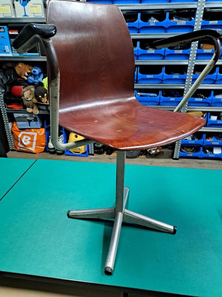 Antieke vintage design werkplaatsstoel jaren 60 / 70, Ophalen