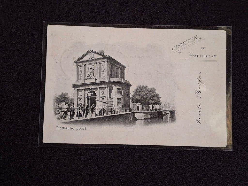 Ansichtkaart Delftsche Poort Rotterdam 1902, Ophalen of Verzenden, Voor 1920, Gelopen, Zuid-Holland