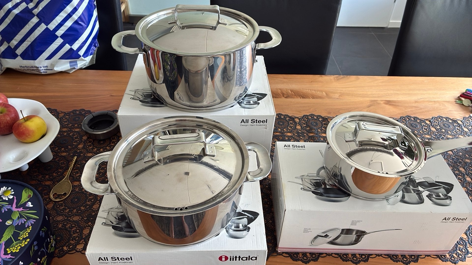 Nieuwe RVS Pannenset littala/Hackman All steel 1,5L,3 L,6L, Nieuw, Pannenset, Ophalen of Verzenden, Rvs