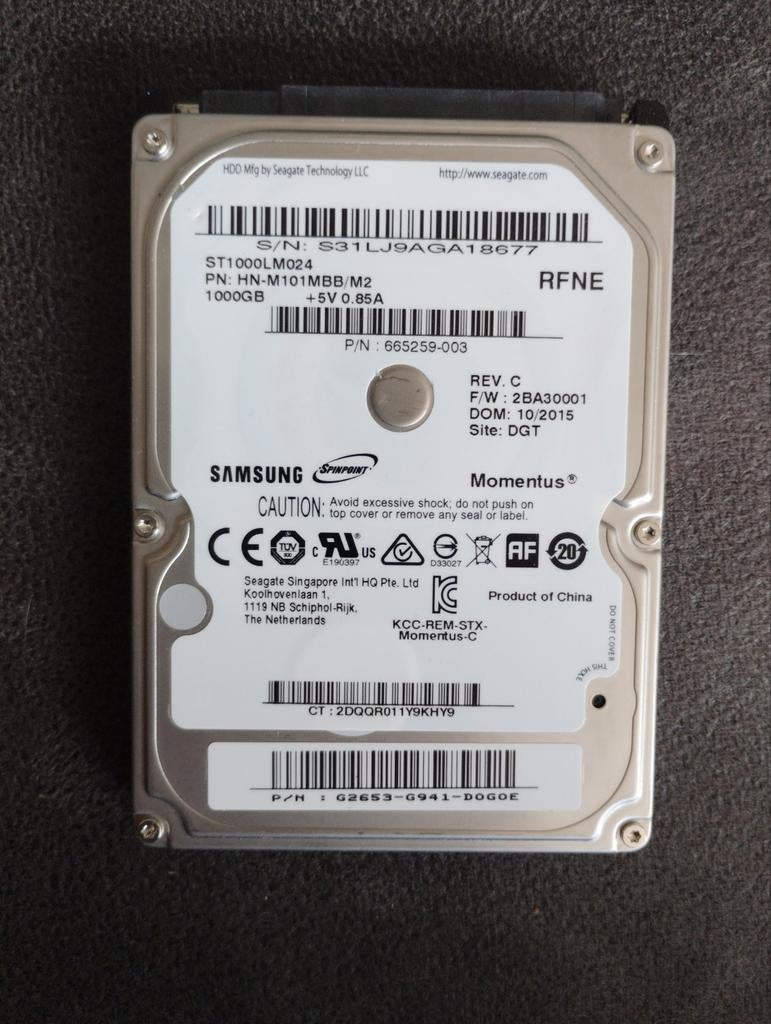Samsung Momentus 1TB HDD - Laptop Harde Schijf, Computers en Software, Harde schijven, Intern, Gebruikt, Ophalen of Verzenden