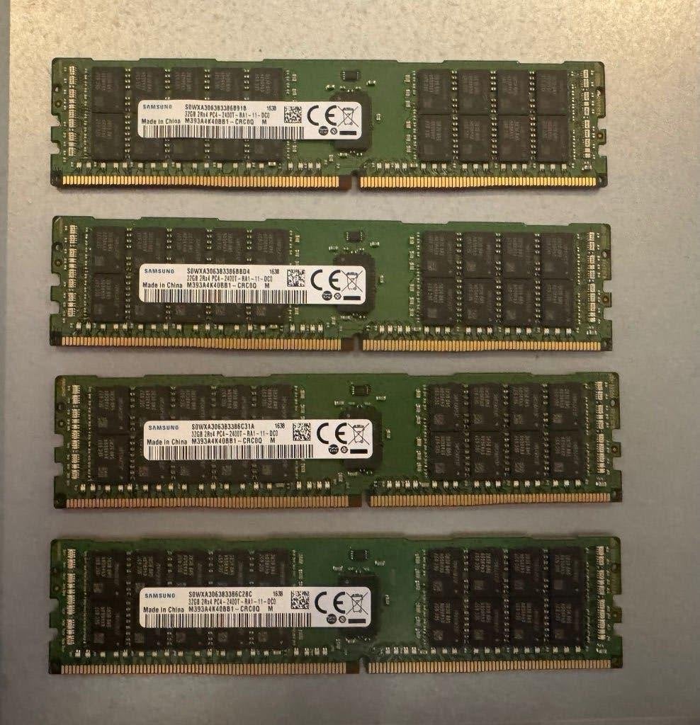 4x32gb (128GB) Samsung DDR4 ECC RDIMM 2400MHz, Computers en Software, RAM geheugen, Server, DDR4, Ophalen of Verzenden, Zo goed als nieuw