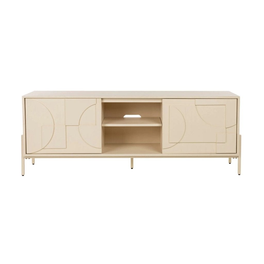 Zuiver - Dressoir Faces - Beige - Gloednieuw!, Huis en Inrichting, Kasten | Dressoirs, Nieuw, 150 tot 200 cm, 25 tot 50 cm, Met deur(en)