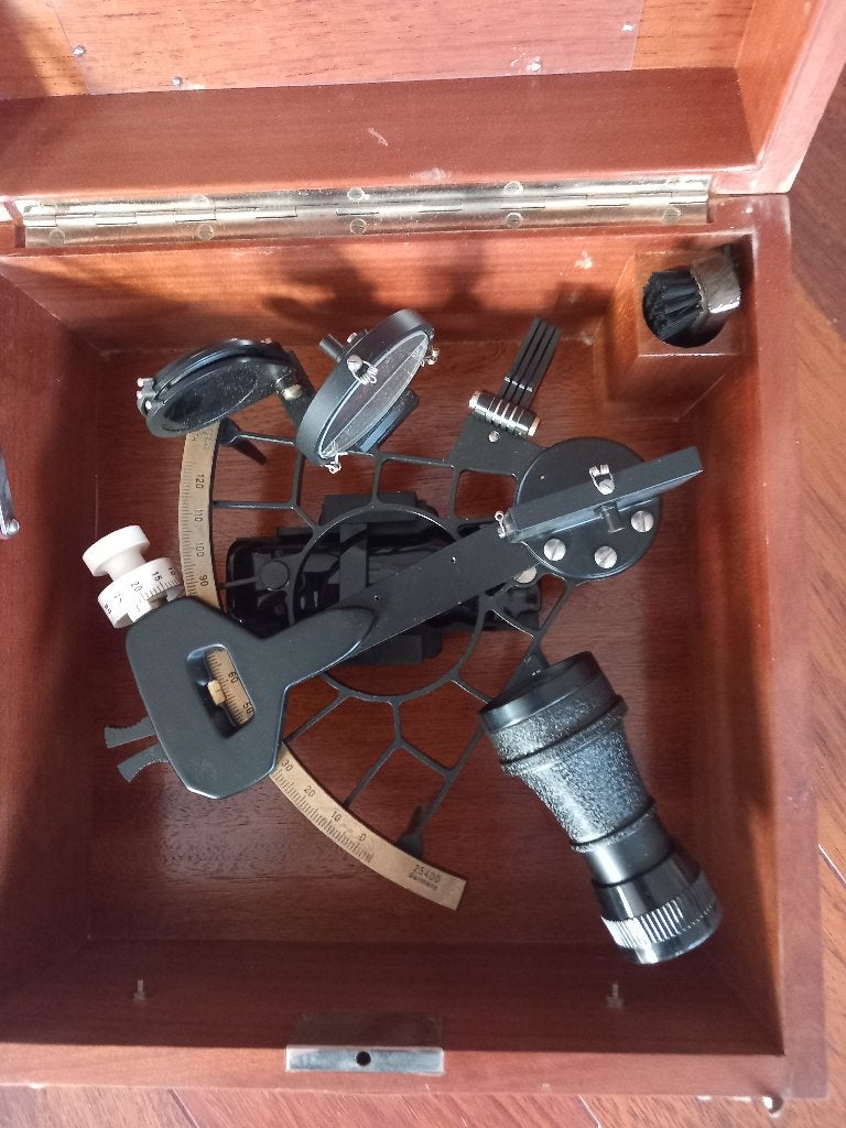 Sextant - in houten box, Watersport en Boten, Ophalen, Zo goed als nieuw, Gps of Kompas