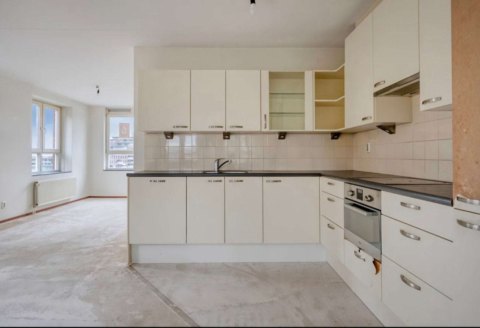 Gratis keuken incl spoelbak, kookplaat, koelkast en vriezer, Ophalen, Gebruikt, Kunststof, Hoekkeuken