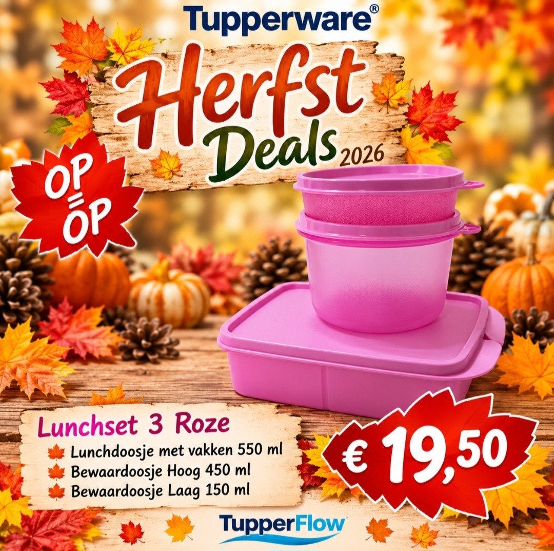 TUPPERWARE Lunchset3 -doos - bewaarbakje - beker - drinkfles, Ophalen of Verzenden, Nieuw, Oranje, Beker of Kan