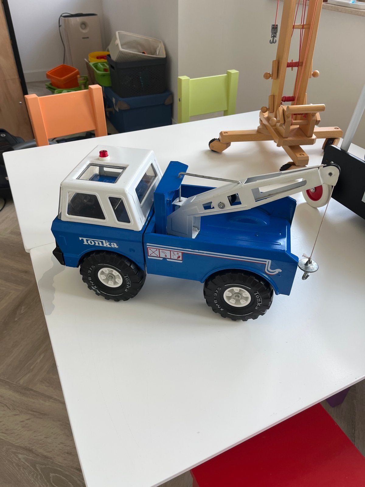 Vintage Tonka Takelwagen - Blauw en Wit Speelgoed, Ophalen, Gebruikt