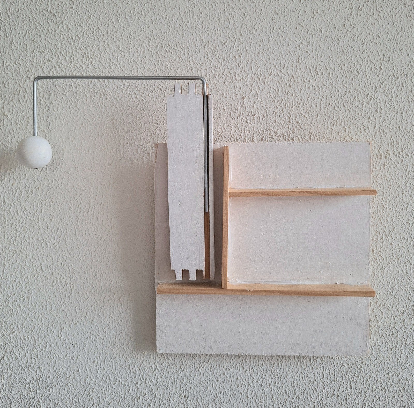 Wandobject ' Het hoekje om', Hout, Ophalen of Verzenden, Minimalistisch, Wit