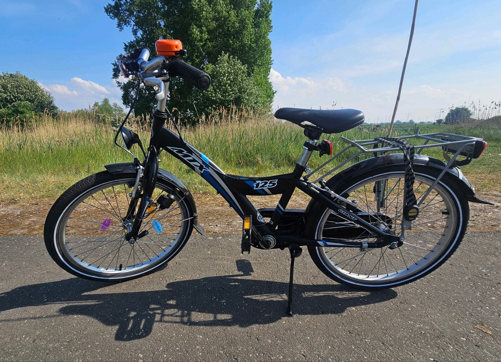 Kinderfiets Giant MTX 125 20 inch - Zwart/Blauw, Ophalen, Gebruikt, 20 inch of meer, Giant MTX