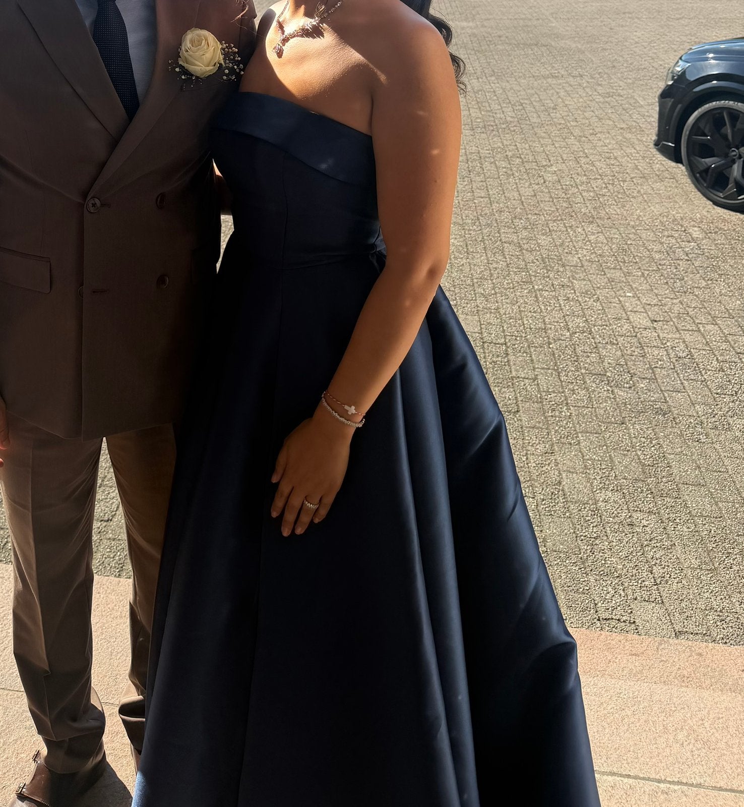 Blauwe satijnen avondjurk, Kleding | Dames, Gelegenheidskleding, Maat 38/40 (M), Galajurk, Blauw, Ophalen of Verzenden