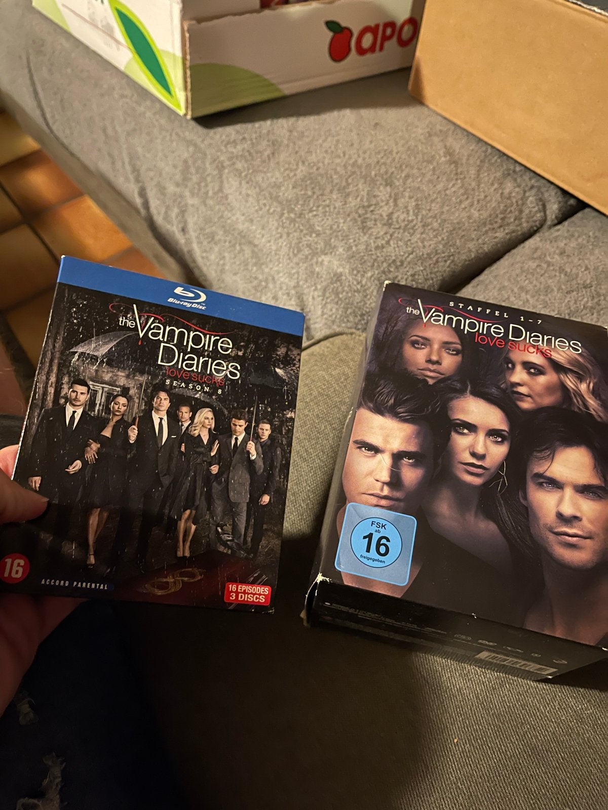 The Vampire Diaries Seizoen 1-7 DVD Boxset & Seizoen 8 Blu-r, Vanaf 16 jaar, Ophalen of Verzenden, Gebruikt, Drama