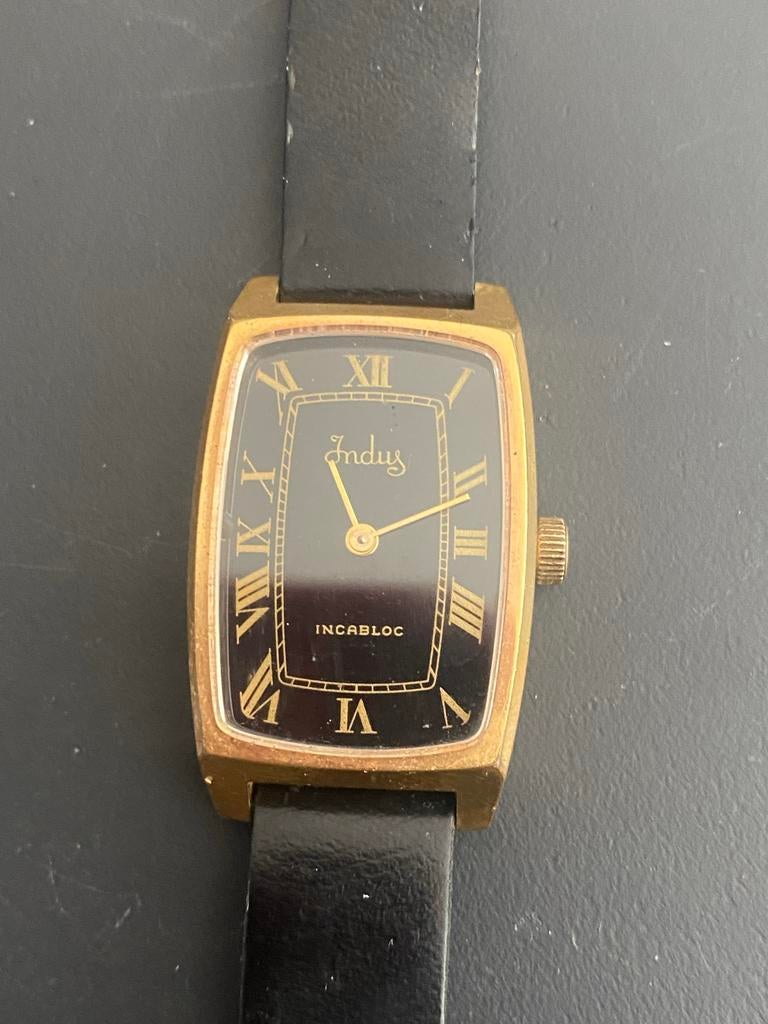 Vintage Indus Incabloc horloge - Verguld, Jaren '60, Overige merken, Overige materialen, Met bandje, Polshorloge