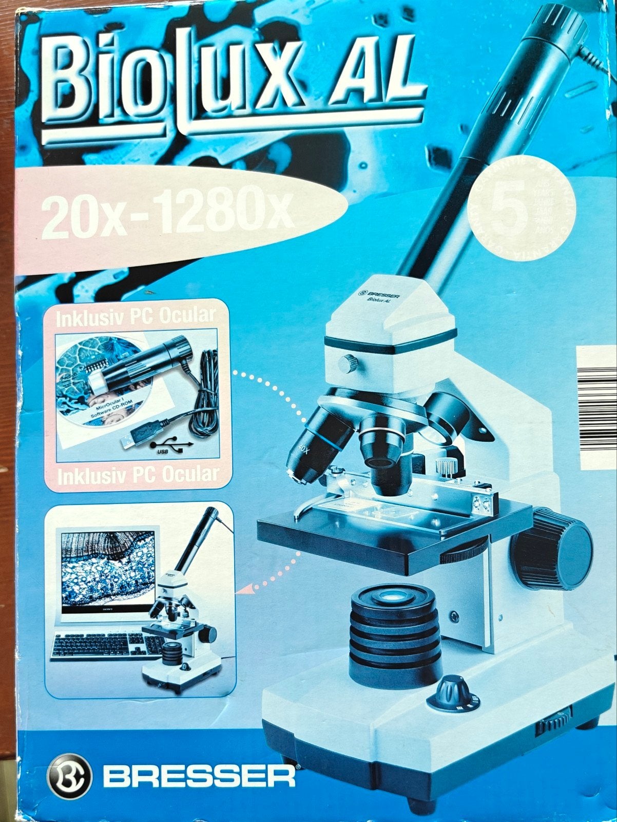 Bresser BioLux AL Microscoop 20x-1280x met PC Oculair, Ophalen of Verzenden, Zo goed als nieuw, 1000x of meer, Biologische microscoop
