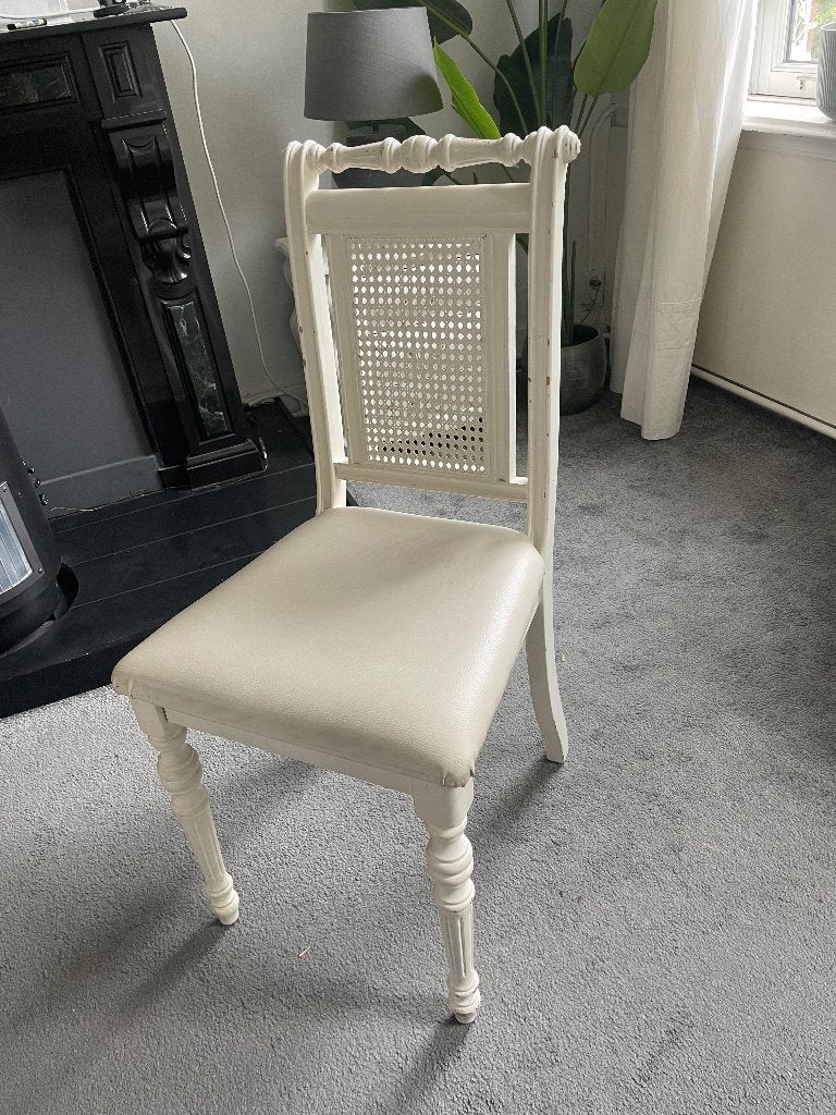 4 Elegante eetkamer stoelen wit, Ophalen, Gebruikt, Vier, Leer