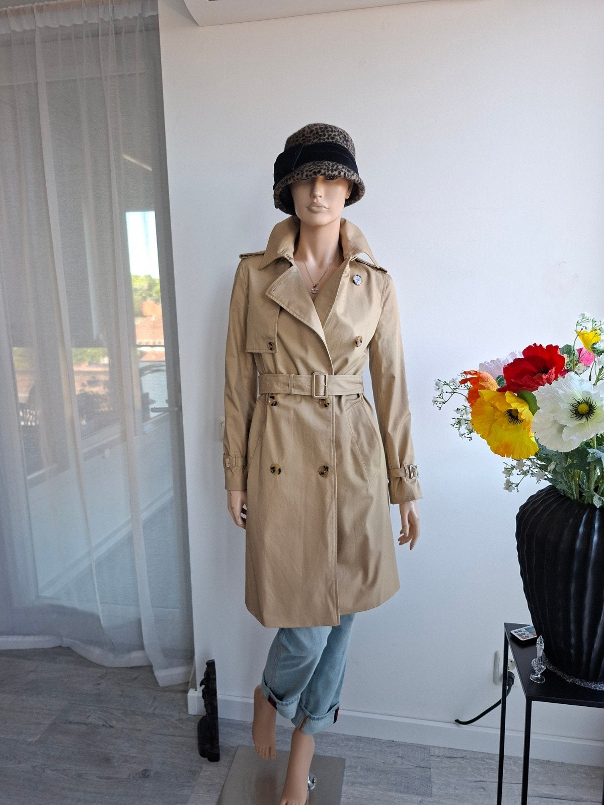 trench coat maat 36 steviger stofje, Ophalen of Verzenden, Zo goed als nieuw, Maat 36 (S)
