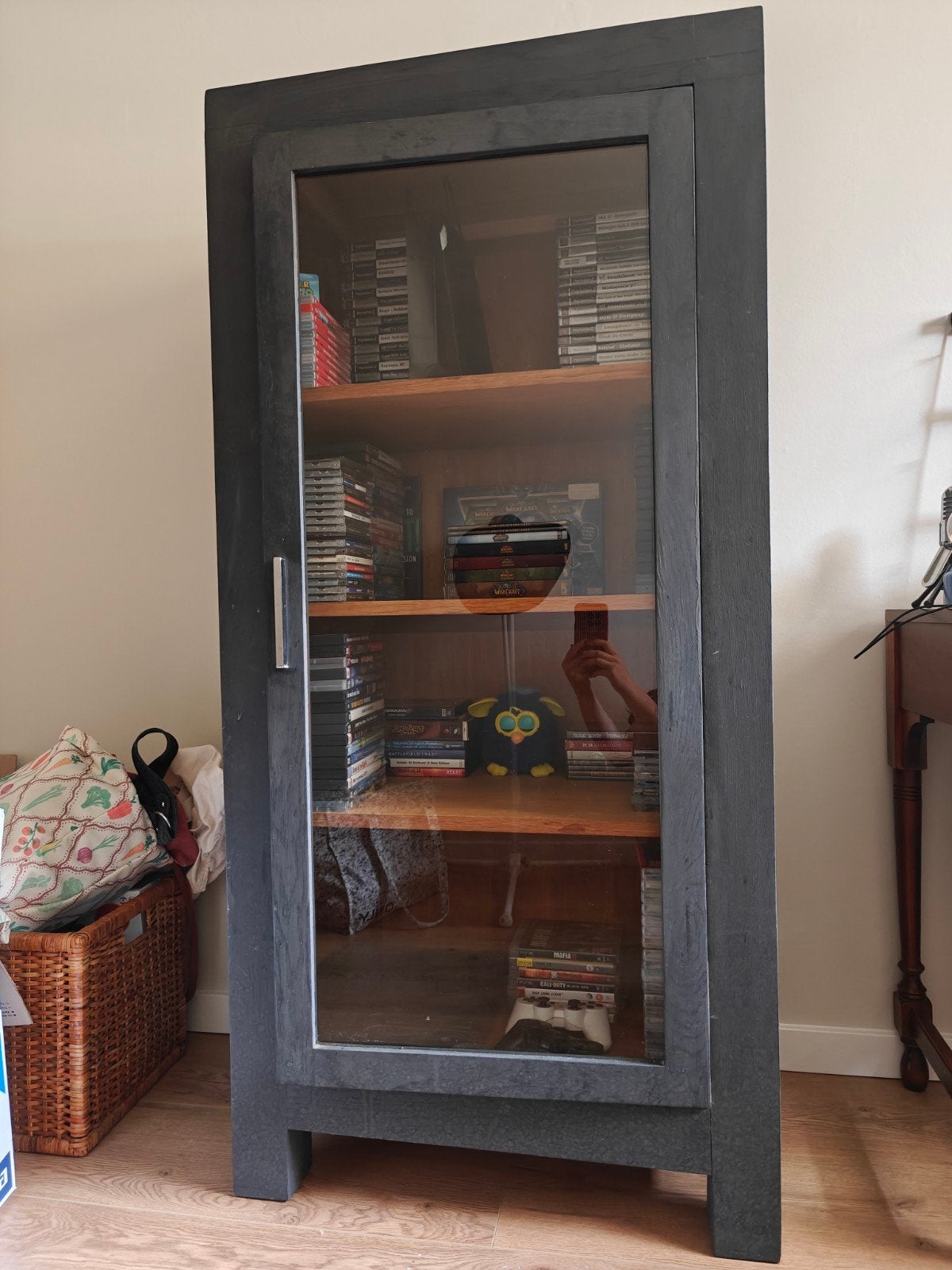 Vitrinekast met glazen deur, Ophalen, Glas, 100 tot 150 cm, Vintage
