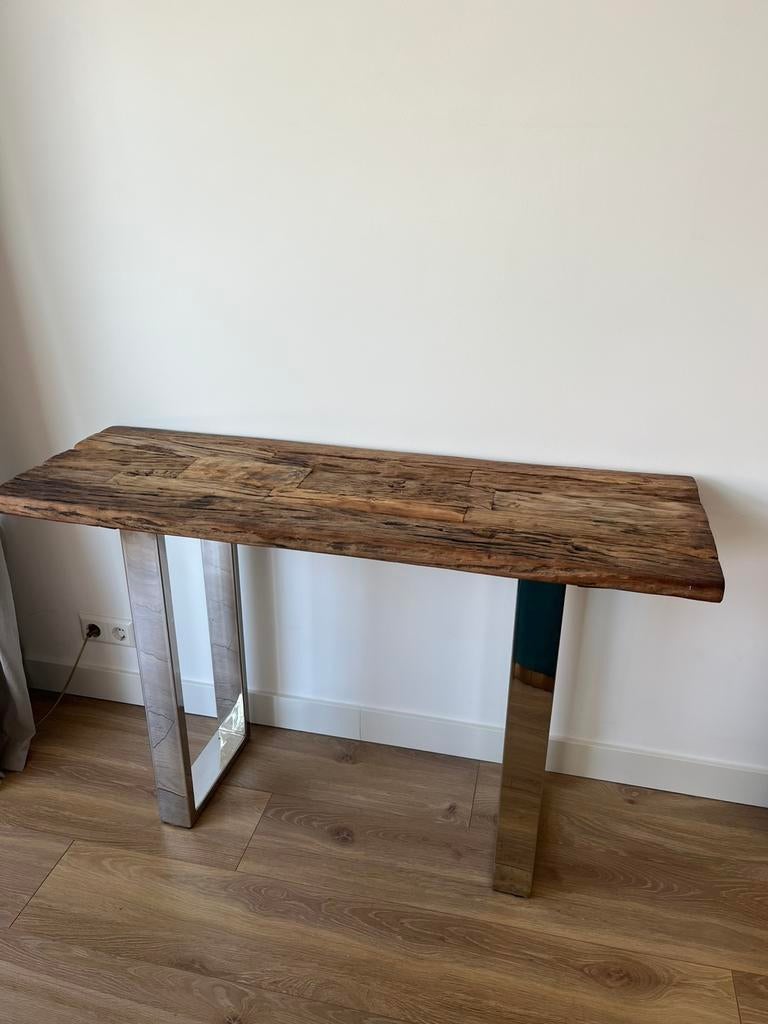 Sidetable van teakhout, Huis en Inrichting, Tafels | Sidetables, Ophalen, 100 tot 150 cm, Teakhout, Zo goed als nieuw