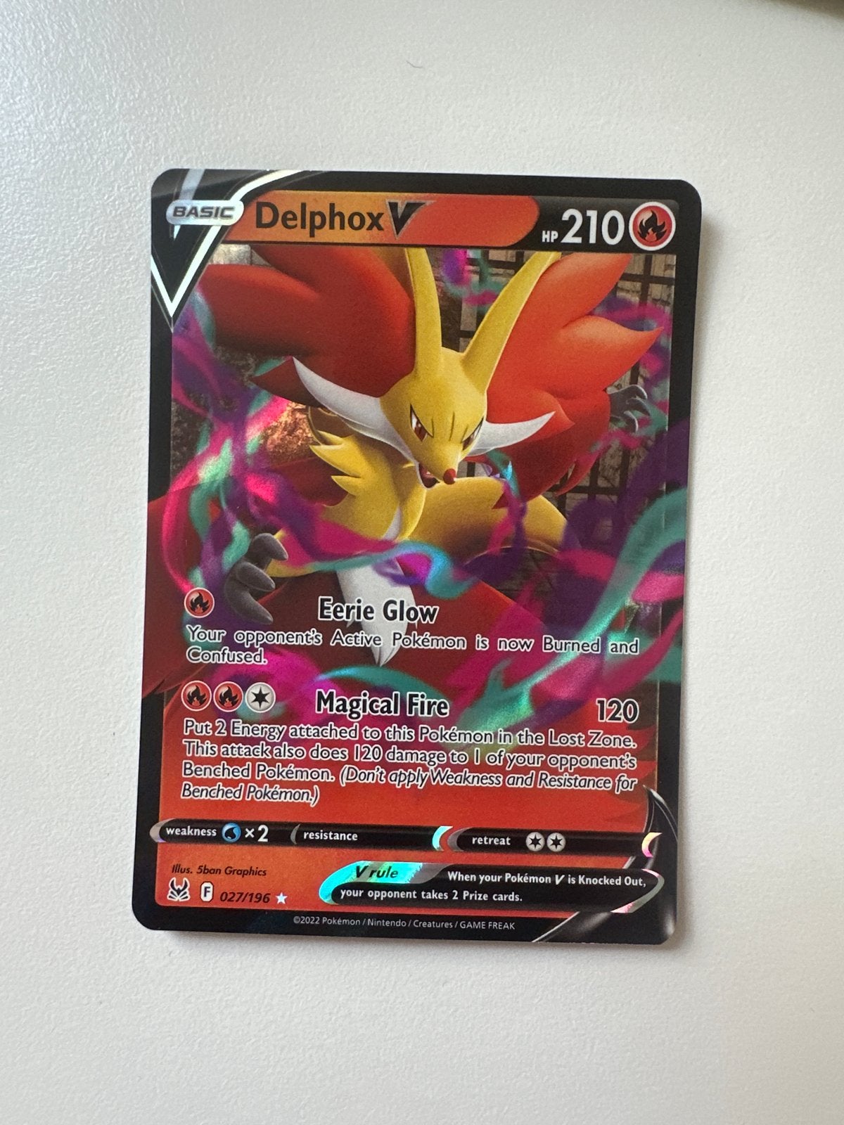 Pokémon Kaart Delphox V 027/196 - Basic, Hobby en Vrije tijd, Verzamelkaartspellen | Pokémon, Zo goed als nieuw, Losse kaart, Ophalen of Verzenden