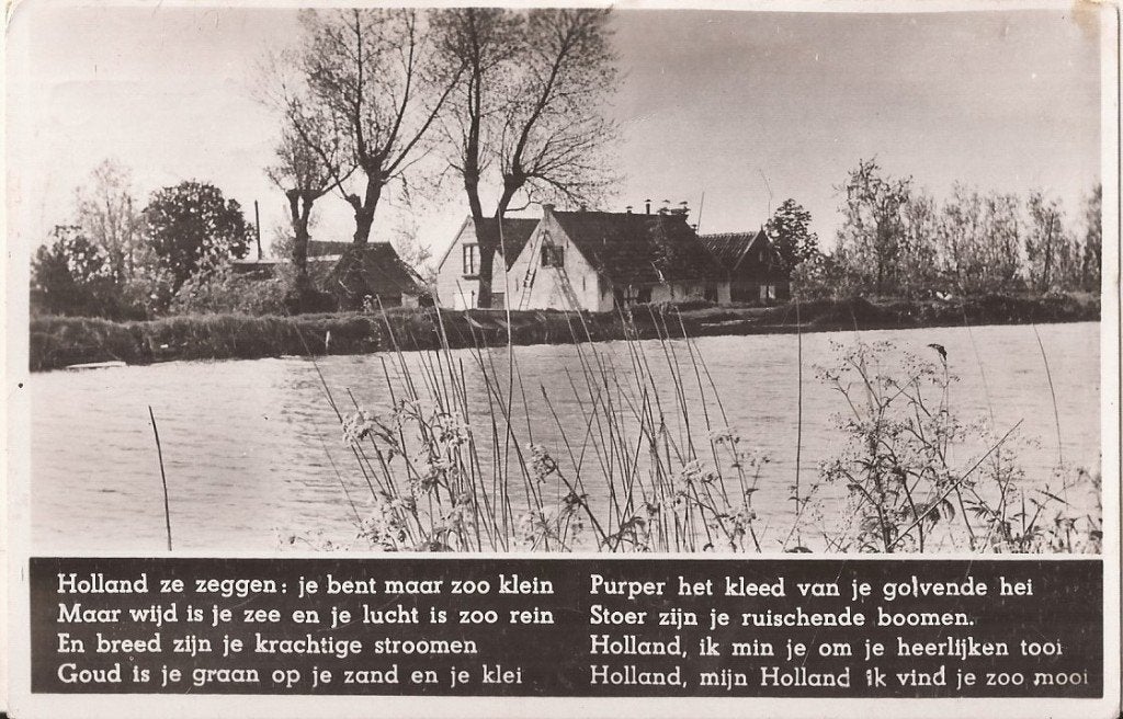 Hollands Landschap 1942 met gedicht Vanel, Ophalen of Verzenden, 1940 tot 1960, Gelopen, Zuid-Holland