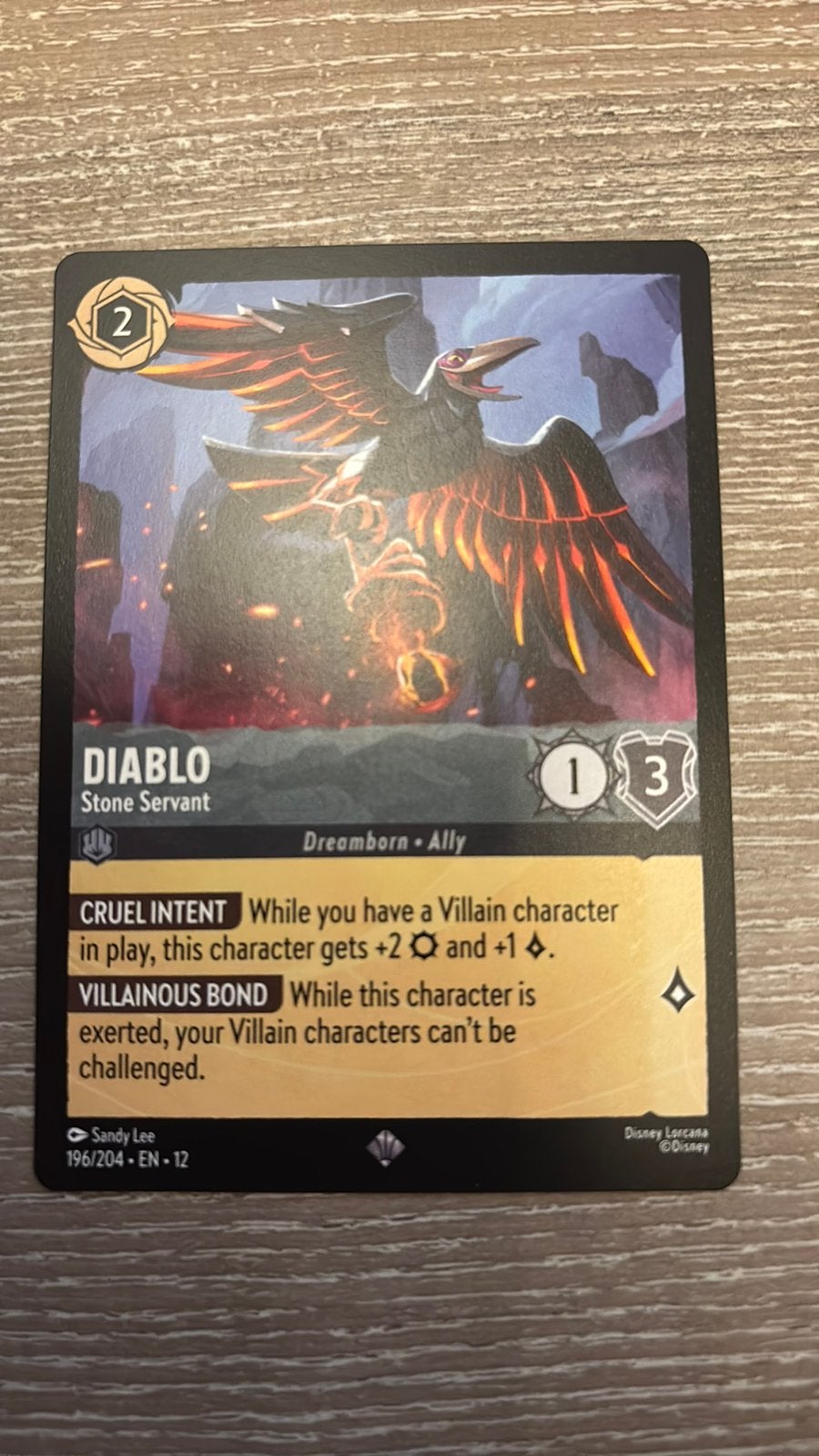 Disney Lorcana Diablo Stone Servant 196-204 12WIL nonfoil, Ophalen of Verzenden, Zo goed als nieuw, Losse kaart