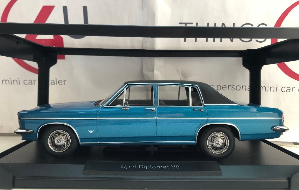 Norev 1:18 Opel Diplomat V8 1969 blauwmetallic/matt zwart, Hobby en Vrije tijd, Ophalen of Verzenden, Nieuw, Auto, Norev