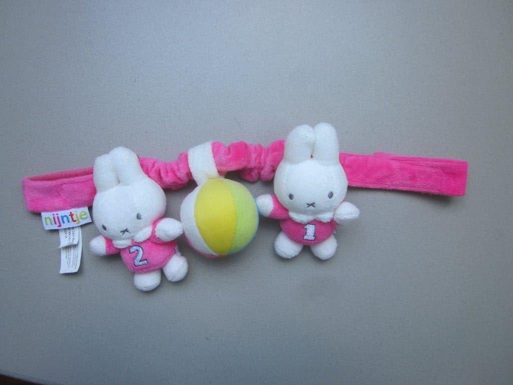 Tiamo Nijntje Miffy roze pluche buggy wagenhanger zgan, Interactief, Overige karakters, Konijn, Ophalen of Verzenden