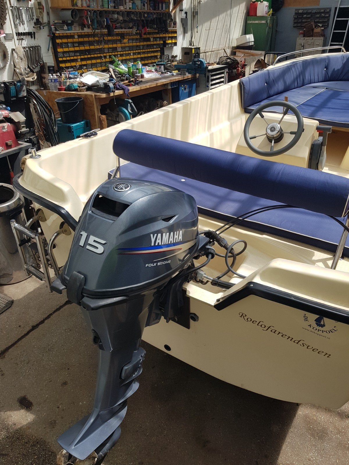 Nette polyester sloep5.10 met Yamaha 15pk buitenboordmotor, Overige merken, Gebruikt, 15 pk, Buitenboordmotor