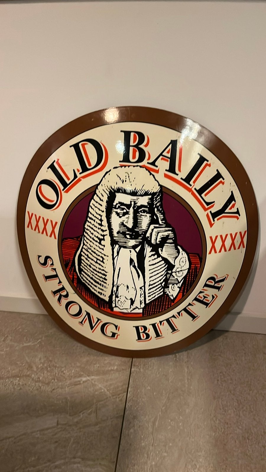 Wandbord reclamebord Old Baily voor bar mancave of woonkamer, Ophalen, Metaal, 80 cm, Zo goed als nieuw
