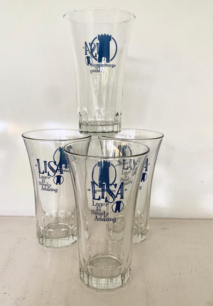 Lisa Birradelborgo bierglazen - set van 4 man-cave, Verzamelen, Biermerken, Ophalen of Verzenden, Nieuw, Glas of Glazen, Overige merken