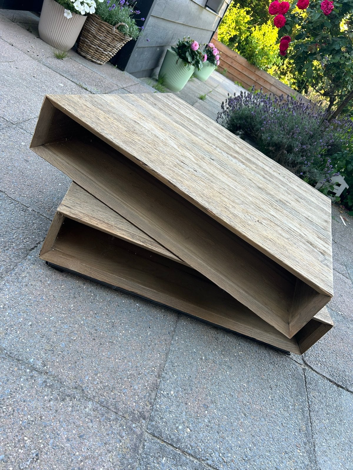 Rivièra Maison salontafel met draaibaar blad, Ophalen, Gebruikt, Vierkant, 50 tot 100 cm