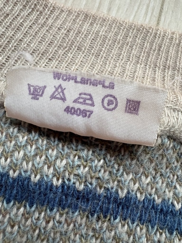 Vintage Gebreide Trui Lichtblauw Ruiten S-M, ., Vintage, Ophalen of Verzenden, Zo goed als nieuw