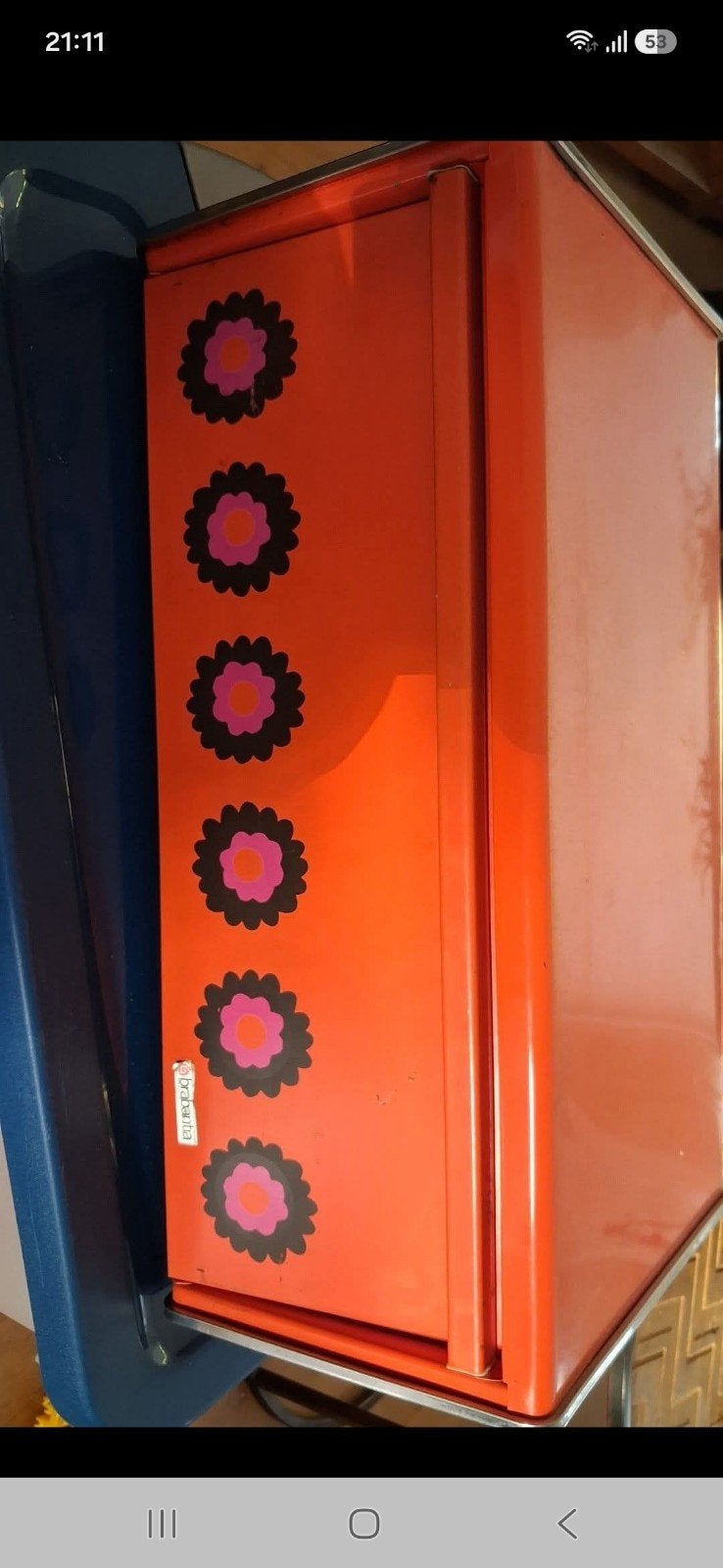 Vintage Brabantia broodtrommel met bloemmotief, Ophalen of Verzenden