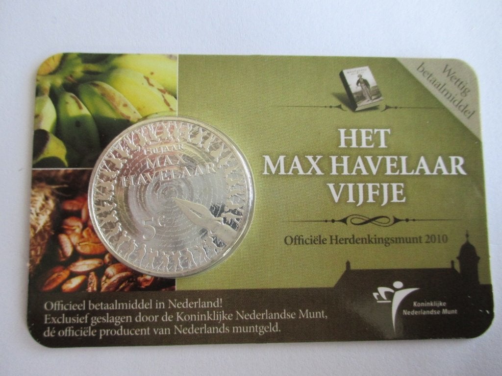 Coincard Max Havelaar vijfje 2010, Ophalen of Verzenden, Koningin Beatrix, Euro's, Setje