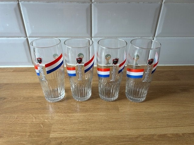 D30-4 Jupiler bierglazen, Ophalen of Verzenden, Gebruikt, Glas of Glazen, Jupiler