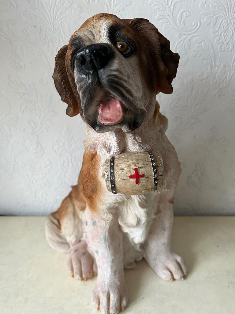 Prachtig groot hondenbeeld van Sint Bernhard hond, Ophalen of Verzenden, Zo goed als nieuw, Dier