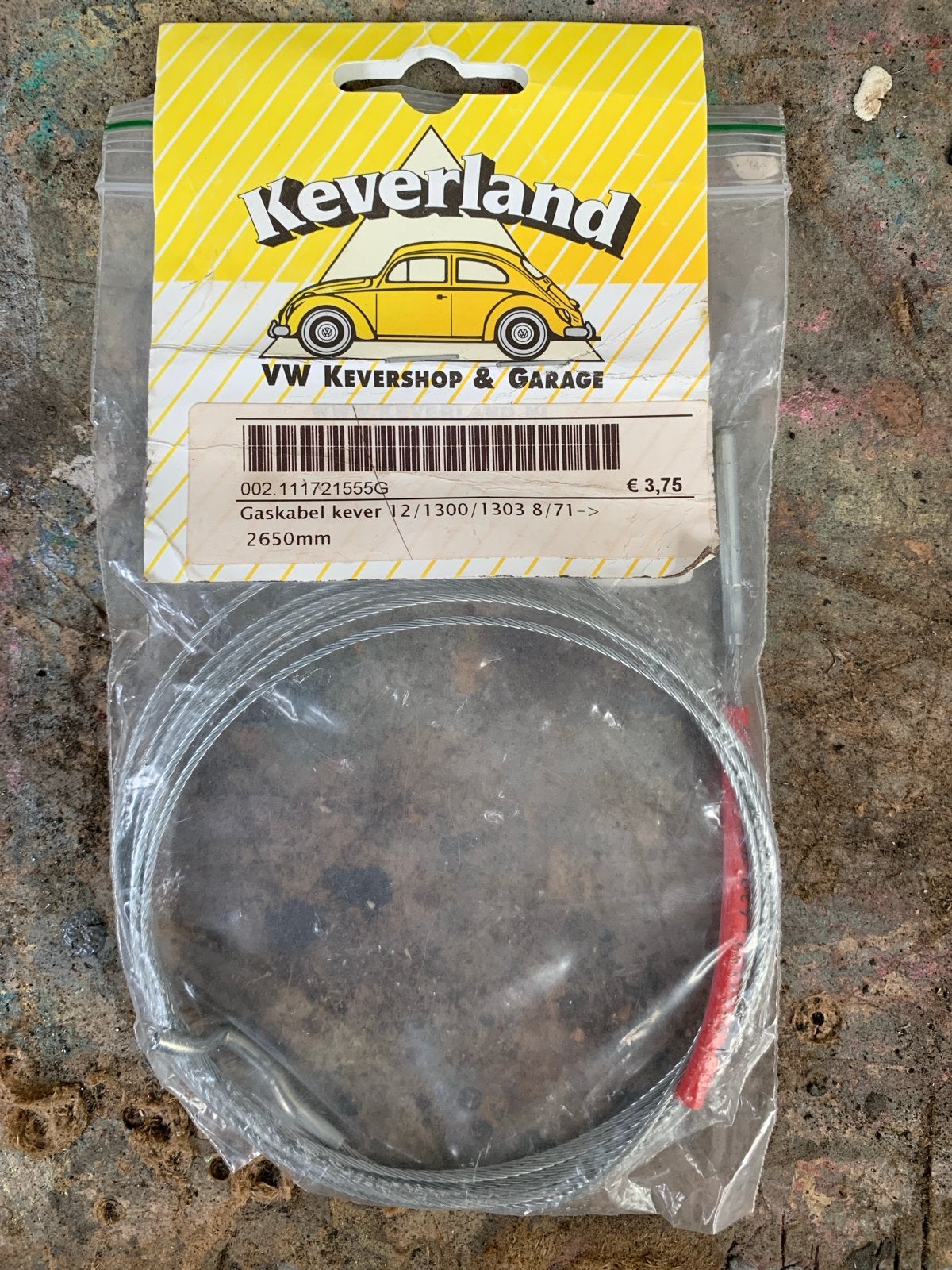 VW Kever Gaskabel 1200/1300/1303 (vanaf 8/71) - 2650mm, Ophalen