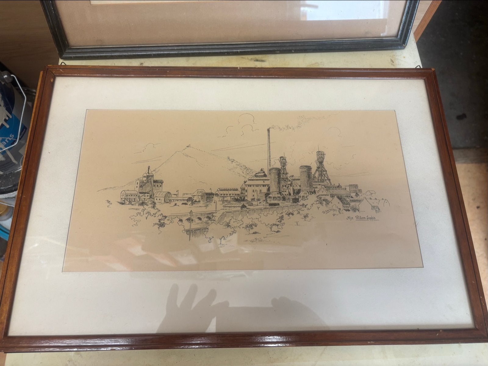 Pentekening Mijn Willem-Sophie ingelijst, Ophalen of Verzenden, Tekening, Pentekening, Ingelijst