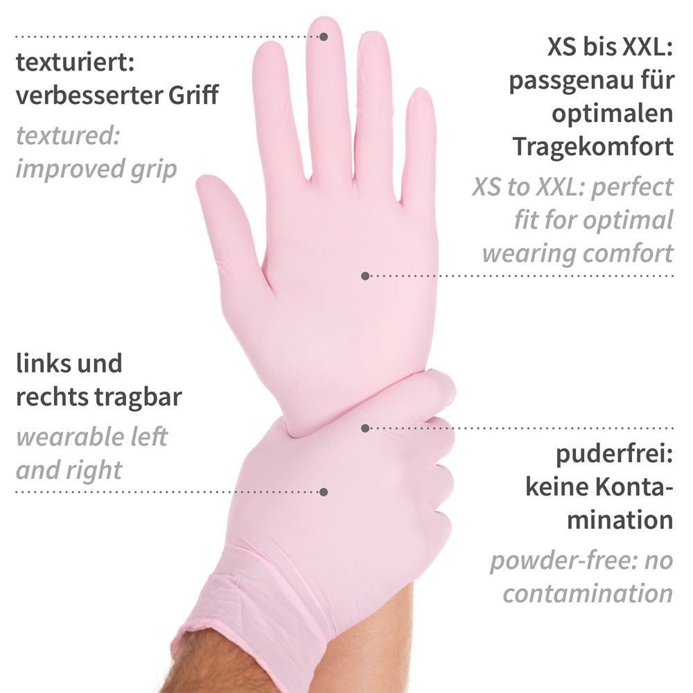 TATTOO Roze nitril handschoenen poedervrij (10x100 stuks), Verzenden, Nieuw