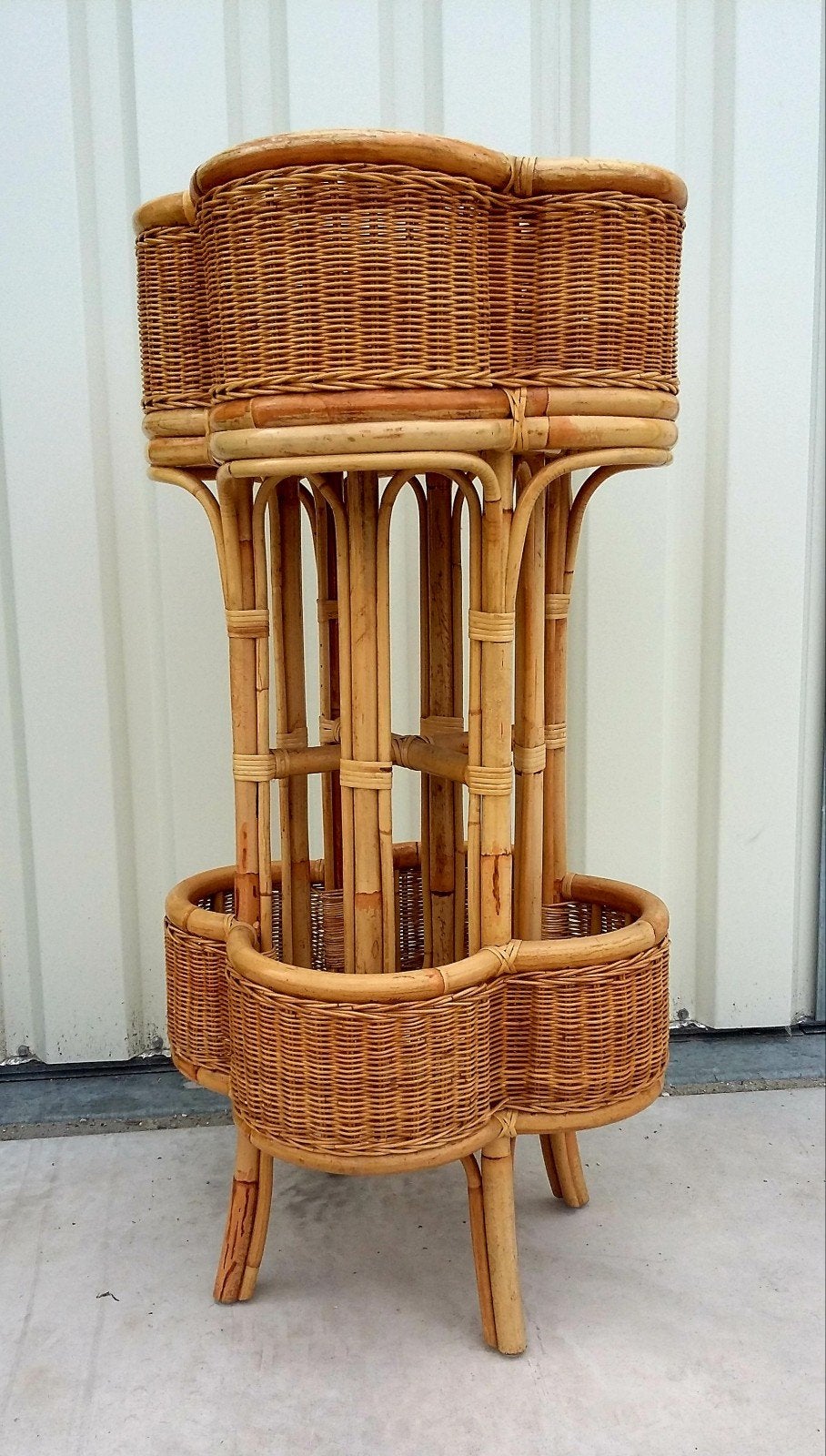 XL mid-century, rotan plantenhouder, Rohé jaren 60/70, Ophalen, Zo goed als nieuw