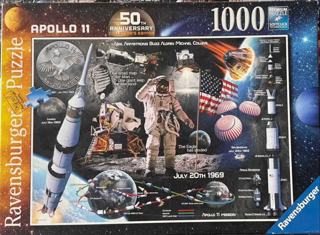 Apollo 11, 16 juli 1969 maanlanding Legpuzzel 1000 stukjes, Ophalen of Verzenden, 500 t/m 1500 stukjes, Zo goed als nieuw, Legpuzzel