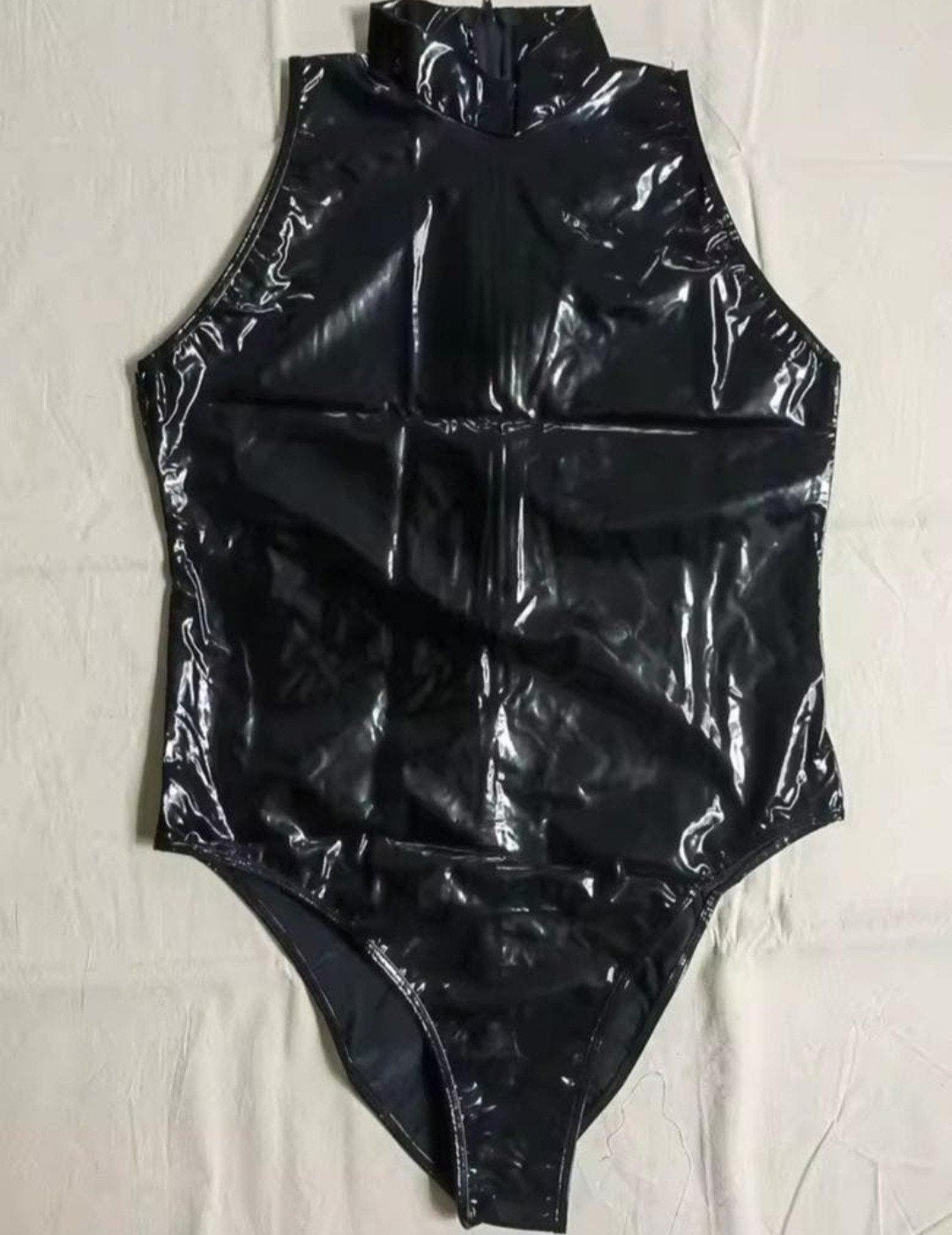 Mooie Lak Bodysuit Hoge Kraag, tm 3XL, Verzenden, Nieuw