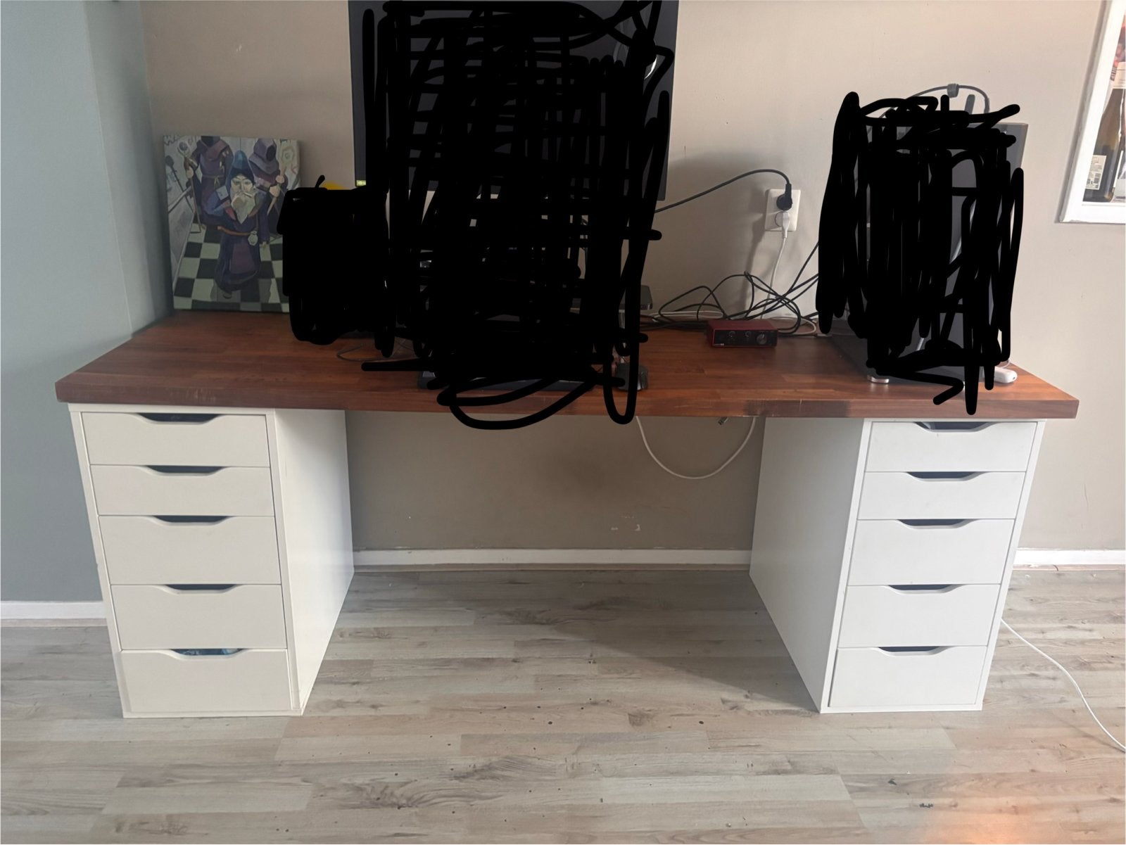Bureau met kastjes, Huis en Inrichting, Bureaus, Zo goed als nieuw, Computerbureau, IKEA, Modern, Hout, Bruin, Met lades, Ophalen of Verzenden