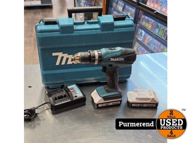 Makita HP457D 18V Accuboormachine Compleet, Makita, Zo goed als nieuw, Support@makita.com, Makita Corporation, 3-11-8, Sumiyoshi-cho, 
Anjo, Aichi 446-8502
Japan